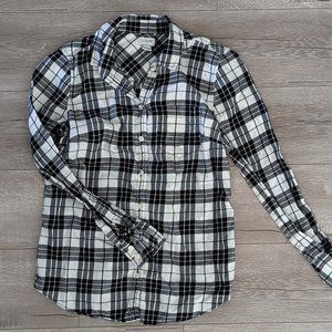 J. Crew Black Tartan Button Down Shirt Size 2P